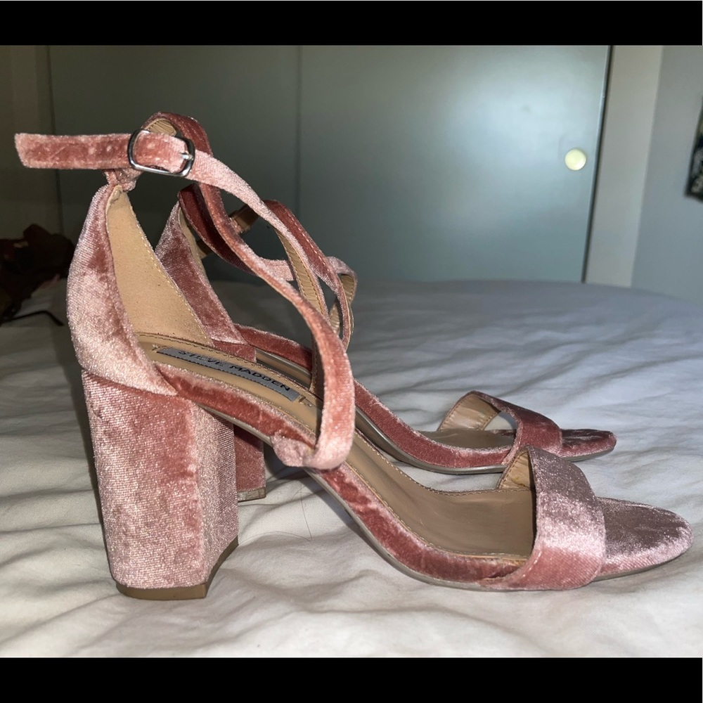 Pink Steve Madden Velvet Heels